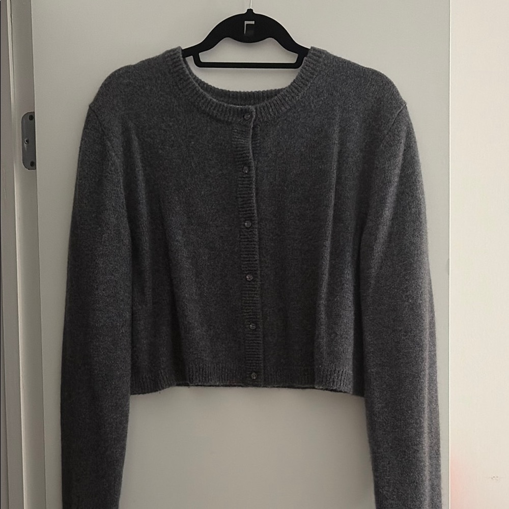 Aritzia Cropped Cashmere Cardigan Women's Sweater - Gray